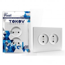 Розетка 2-м открытой установки 16А IP20, без заземления, без защ.шторок белая TOKOV ELECTRIC TKE-PX-